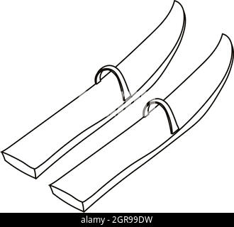 Ski icon, outline style Stock Vector