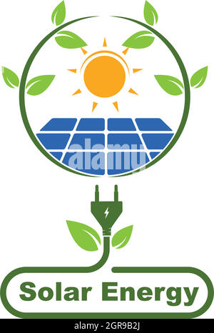 solar panel logo vector icon of natural energy Stock Vector