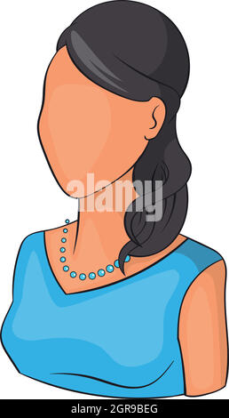 Woman avatar in blue dress icon, cartoon style Stock Vector