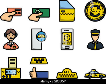 Taxi Icon Set Stock Vector