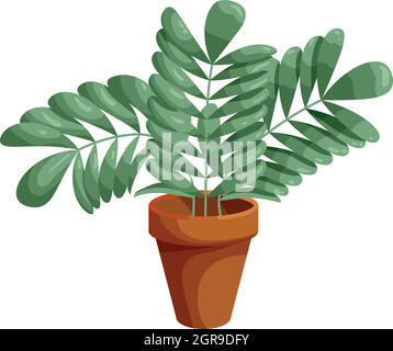 Plant in ceramic pot icon, cartoon style Stock Vector