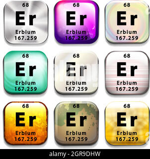 A button showing the element Erbium Stock Vector