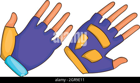 Bike gloves icon, cartoon style Stock Vector