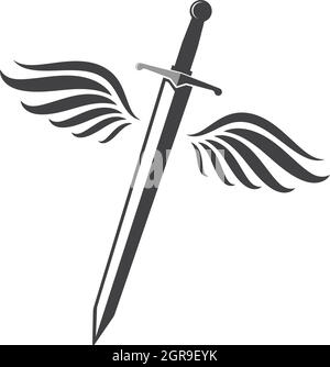 sword with wings logo icon vector illustration design Stock Vector