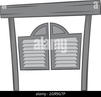 Cowboy door icon, black monochrome style Stock Vector