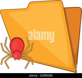 Folder with a bug icon, cartoon style Stock Vector