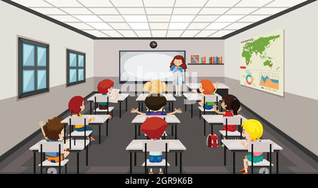 Students in modern classroom Stock Vector