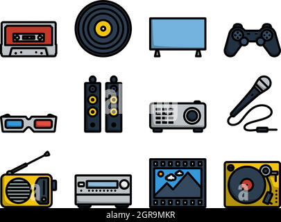 Multimedia Icon Set Stock Vector