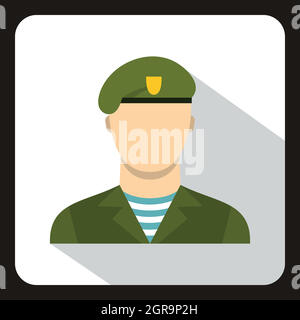 Modern army soldier icon, flat style Stock Vector