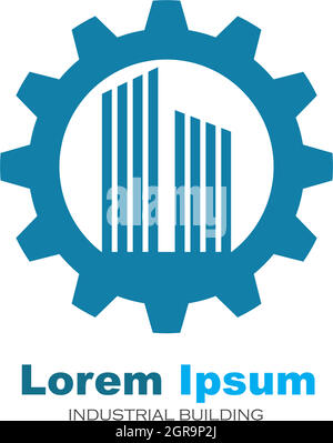 industrial building gear logo icon vector Stock Vector