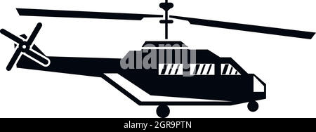 Military helicopter icon, simple style Stock Vector