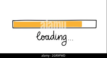 Progress bar in doodle sketch style. Loading icon image. Hand drawn vector illustration. Stock Vector