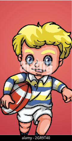 Happy boy playing rugby Stock Vector