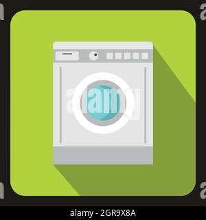 Washing machine icon, flat style Stock Vector