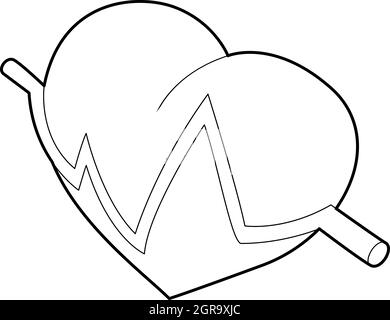 Heart beat pulse icon, outline style Stock Vector