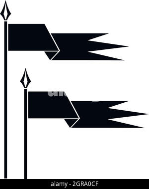 Ancient battle flags icon, simple style Stock Vector