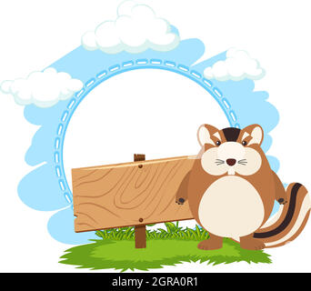 Animal with wooden sign banner illustration Stock Vector Image & Art ...