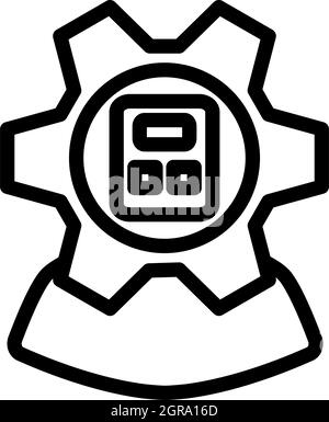 Analyst With Gear Hed And Calculator Inside Icon Stock Vector