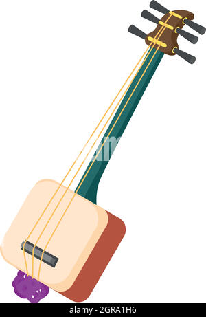 Musical instrument samisen icon, cartoon style Stock Vector