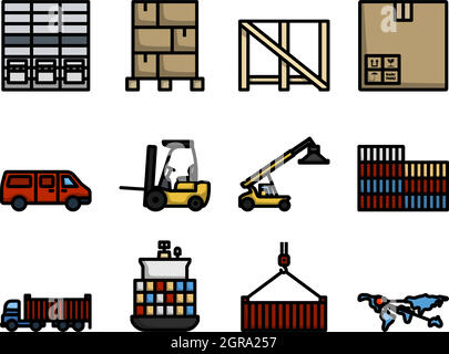 Logistics Icon Set Stock Vector