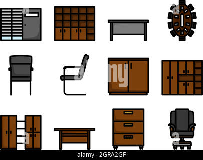 Office Icon Set Stock Vector