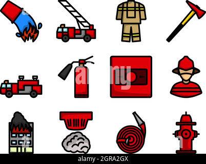 Fireguard Icon Set Stock Vector