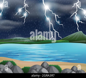 A storm nature scene Stock Vector