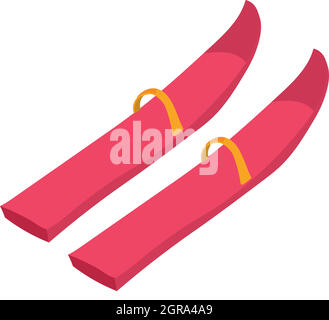 Skiing icon, cartoon style Stock Vector