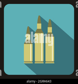 Bullet ammunition icon, flat style Stock Vector