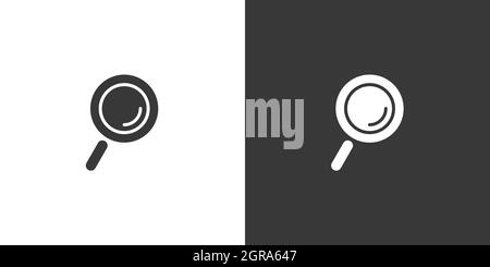 Magnifying glass. Search and analytics. Isolated icon on black and white background. Commerce glyph vector illustration Stock Vector