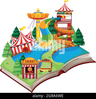 Open book fun park theme Stock Vector
