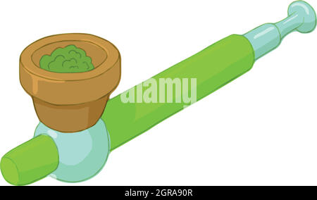 Pipe for smoking marijuana icon, cartoon style Stock Vector
