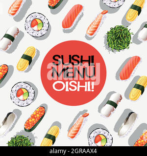 Promotional Poster Sushi Menu Rolls Gun Stock Vector (Royalty Free