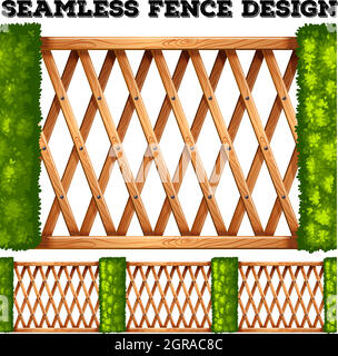 Seamless wooden fence design Stock Vector