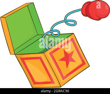 Red boxing glove on spring icon, cartoon style Stock Vector