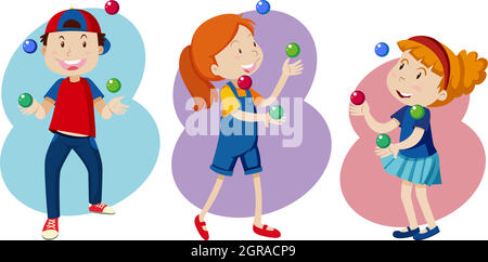 Kid are Playing colourful Juggling Stock Vector