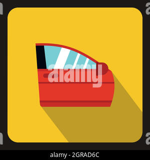 Red car door icon, flat style Stock Vector