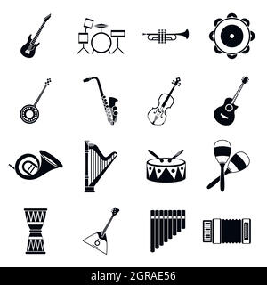 Musical instruments icons set , simple style Stock Vector Image & Art ...