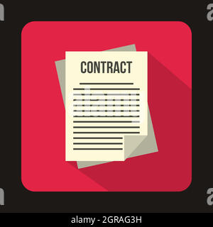 Business contract icon, flat style Stock Vector