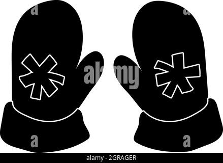 Pair of mittens with snowflake icon, simple style Stock Vector