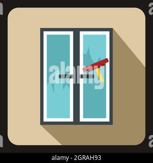 Window cleaning icon, flat style Stock Vector