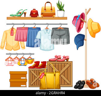 Isolated clothes on the rack display Stock Vector