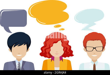 Three people with empty callouts Stock Vector