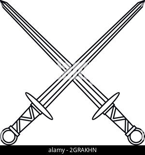 Medieval swords icon, outline style Stock Vector