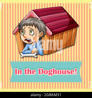 Idiom in the doghouse Stock Vector