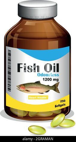 A Bottle of Fish Oil Softgels Stock Vector