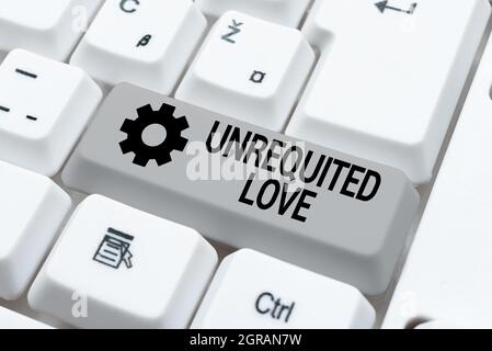 Text sign showing Unrequited Love. Conceptual photo not openly reciprocated or understood as such by beloved Abstract Typist Practicing Speed Typing Stock Photo