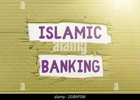 Text sign showing Islamic Banking. Business approach Banking system based on the principles of Islamic law Forming New Thoughts Uncover Fresh Ideas Stock Photo