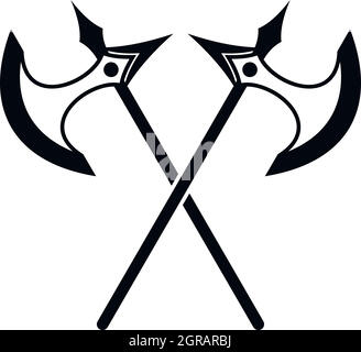 Crossed battle axes icon, simple style Stock Vector