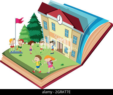 Student at school open book theme Stock Vector